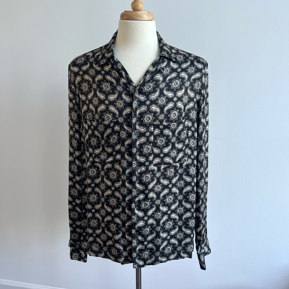 All Saints Men’s Casual Printed Button-Up